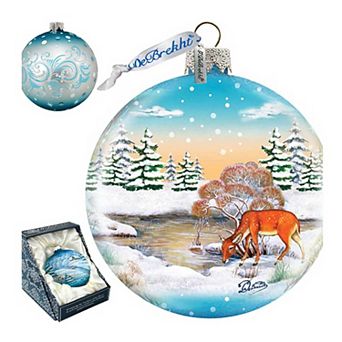 G.Debrekht Winter Reindeer Ball Glass Ornament by G. DeBrekht DecorWildlife Holiday Decor - 73416