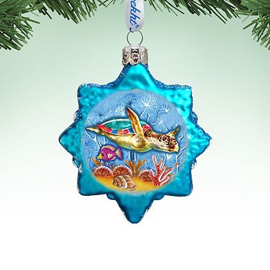 Designocracy Turtle Mercury Glass Ornament by G. DeBrekht Coastal Holiday Decor