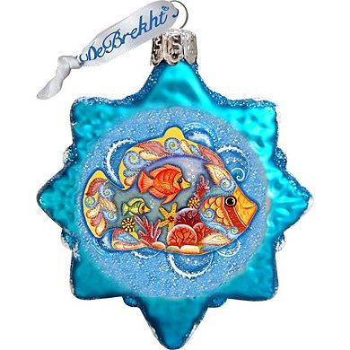 Designocracy Under the Sea Mercury Glass Ornaments Set of 3 by G. DeBrekht Coastal Holiday Decor