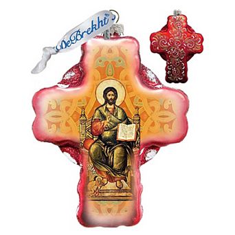 G.Debrekht Jesus Cross Glass Ornament by G. DeBrekht DecorNativity Holiday Decor - 758-005