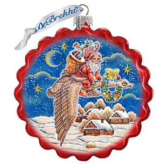 G.Debrekht Santa on Goose Wreath Glass Christmas Ornament by G. DeBrekht Christmas Decor - 759-036