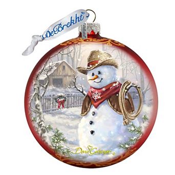 G.Debrekht Cowboy Snowman Glass Christmas Ornament by D. Gelsinger Christmas Decor - 71115-2-1541