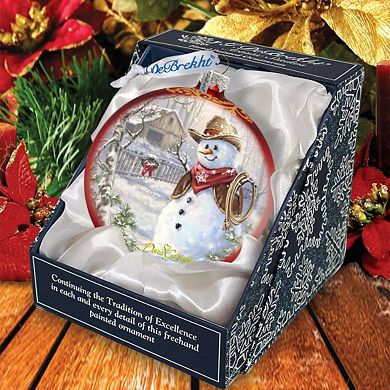 G.Debrekht Cowboy Snowman Glass Christmas Ornament by D. Gelsinger Christmas Decor - 71115-2-1541