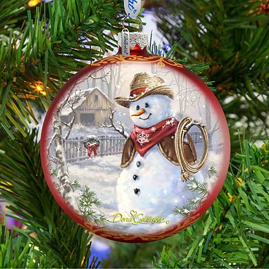 G.Debrekht Cowboy Snowman Glass Christmas Ornament by D. Gelsinger Christmas Decor - 71115-2-1541