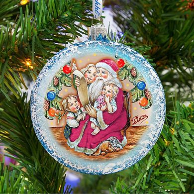 G.Debrekht Santa List Circle Glass Christmas Ornament by G. DeBrekht Christmas Decor - 744-011