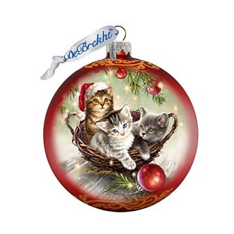 G.Debrekht Christmas Kittens Glass Ornament by D. Gelsinger Decor Christmas Decor - 71101-1607