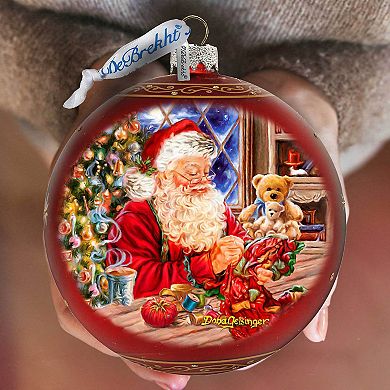 Getting Ready for the Holidays Santa Lg Glass Ornament in Red by Gelsinger