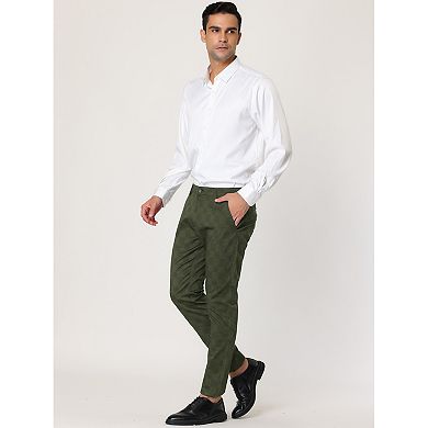 Men's Plaid Dress Pants Slim Fit Flat Front Business Check Trousers