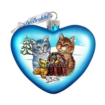 G.Debrekht Kitty Cats Love Heart Glass Ornament by G. DeBrekht Decor Christmas Decor - 753-001