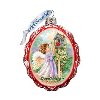 Designocracy Angels Are Near Mercury Glass Ornament by D. Gelsinger Nativity Holiday Decor