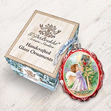 Designocracy Angels Are Near Mercury Glass Ornament by D. Gelsinger Nativity Holiday Decor