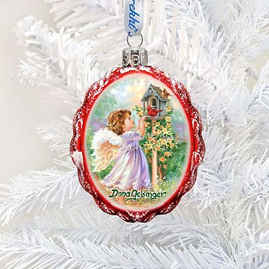 Designocracy Angels Are Near Mercury Glass Ornament by D. Gelsinger Nativity Holiday Decor