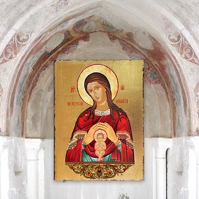 G.Debrekht Blessed Virgin Mary Lifegiving Wooden Gold Plated Religious Christian Sacred Icon Inspirational Icon Décor