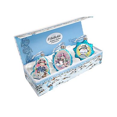 Designocracy Holiday Snowman Mercury Glass Christmas Ornaments by G. DeBrekht Christmas Decor