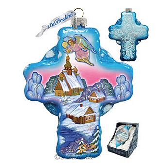 G.Debrekht Angel Village Cross Glass Ornament by G. DeBrekht DecorNativity Holiday Decor - 758-002