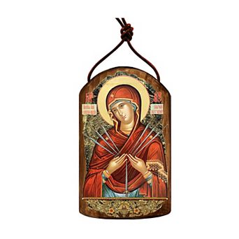 G.Debrekht Virgin Mary of The Seven Swords Religious Christian Sacred Icon Ornament Inspirational Icon Decor