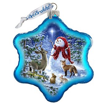 G.Debrekht Heaven with Snowman Glass Ornament by D. Gelsinger Christmas Decor - 754-102B-DG