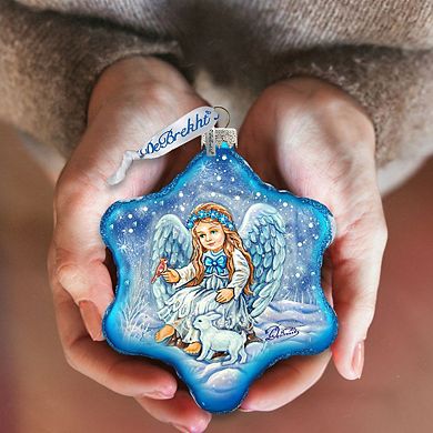 G.Debrekht Baby Angel with Bunny Glass Ornament by G. DeBrekht DecorNativity Holiday Decor - 754-015