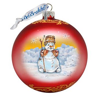 G.Debrekht Happy Snowman Ball Glass Christmas Ornament by G. DeBrekht Christmas Decor - 73332