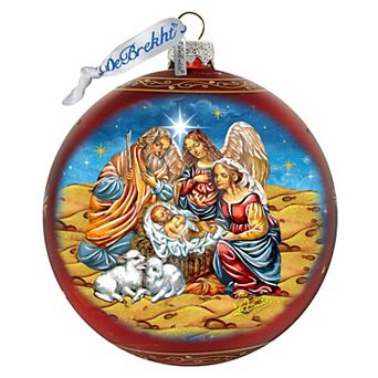Regal Nativity Lg Glass Ornament in Red by G.Debrekht