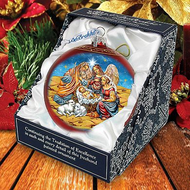 Regal Nativity Lg Glass Ornament in Red by G.Debrekht