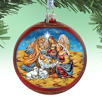 Regal Nativity Lg Glass Ornament in Red by G.Debrekht