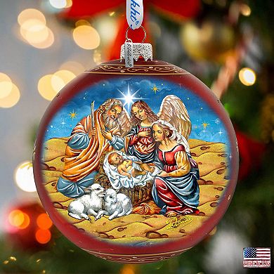 Regal Nativity Lg Glass Ornament in Red by G.Debrekht