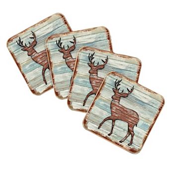 Deer Wooden Cork Coasters Gift Set of 4 by Nature Wonders