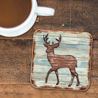 Deer Wooden Cork Coasters Gift Set of 4 by Nature Wonders