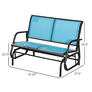 2-person Outdoor Glider Bench Double Rocking Chair For Patio Garden Porch Blue