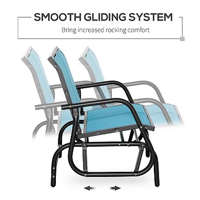 2-person Outdoor Glider Bench Double Rocking Chair For Patio Garden Porch Blue