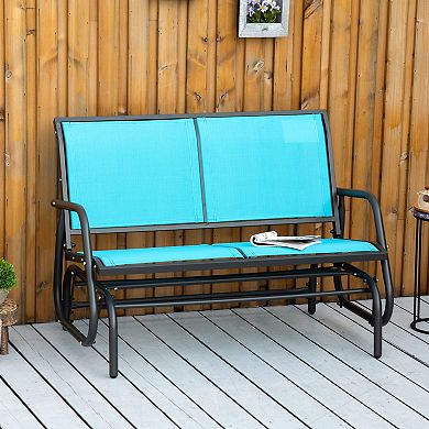 2-person Outdoor Glider Bench Double Rocking Chair For Patio Garden Porch Blue