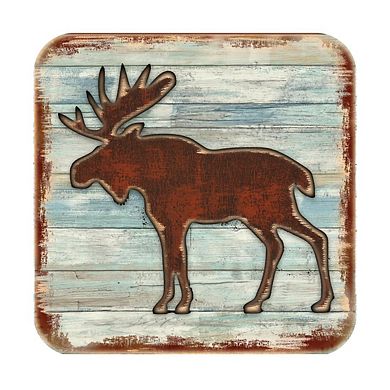 Moose Wooden Cork Coasters Gift Set of 4 by Nature Wonders