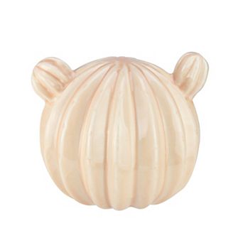 5" Apricot Orange Striped Ceramic Cactus Bud Tabletop Decor