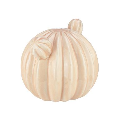 5" Apricot Orange Striped Ceramic Cactus Bud Tabletop Decor