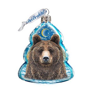 Designocracy Bear Face Mercury Glass Ornament by G. DeBrekht Wildlife Holiday Decor