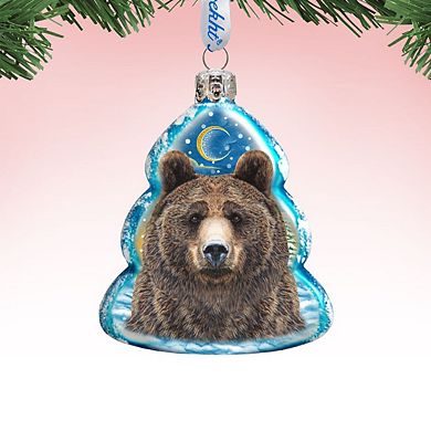 Designocracy Bear Face Mercury Glass Ornament by G. DeBrekht Wildlife Holiday Decor