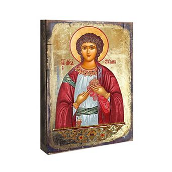 G.Debrekht Saint Stephen Wooden Gold Plated Religious Christian Sacred Icon Inspirational Icon Décor
