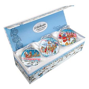 G.Debrekht Christmas Is Coming Glass Ornament Set of 3 by G. DeBrekht Christmas Decor - 73741-S3