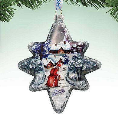 G.Debrekht Snowman Play North Star Glass Ornament by G. DeBrekht Christmas Decor - 755-099