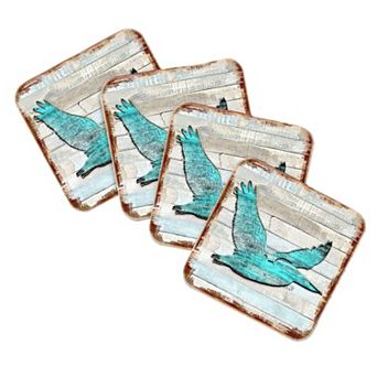 Pelican Coastal Wooden Cork Coasters Gift Set of 4 by Nature Wonders