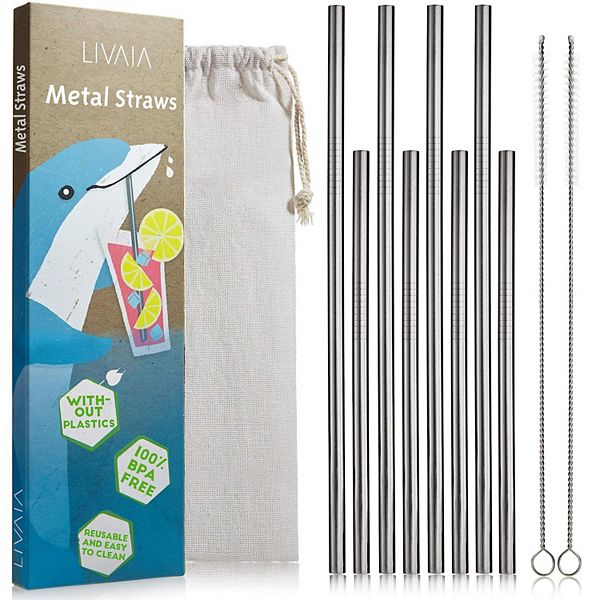 Glass Straws with Cleaning Brush and Cotton Bag Dishwasher Safe by LIVAIA