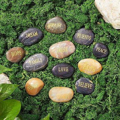 12-pack Inspirational Rocks With Words - Spiritual Prayer Stones
