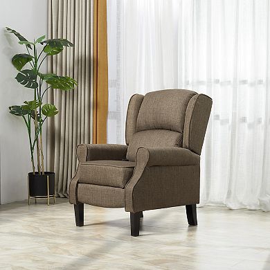 HOMCOM Vibrating Massage Recliner Chair for Living Room, Reclining Winback Single Sofa with Heat, Linen Fabric Push Back Accent Chair with Footrest, Side Pocket, Brown