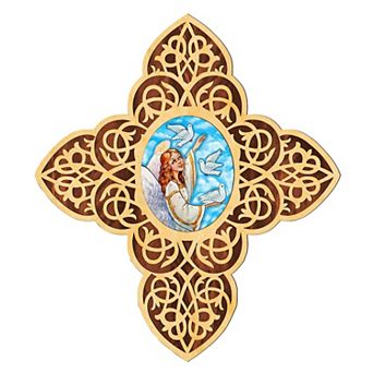 G.Debrekht Guardian Angel Dove Filigree Wooden Cross by Museum Icons Inspirational Icon Decor - 88491