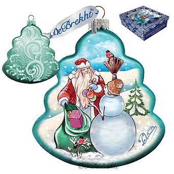 G.Debrekht Santa with Snowman Tree Glass Ornament by G. DeBrekht Christmas Decor - 762-011
