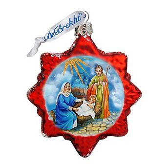 Designocracy Nativity Snowflake Mercury Glass Ornament by G. DeBrekht Nativity Holiday Decor
