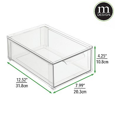 mDesign Wide Plastic Stackable Kitchen Pantry Drawer Organizer - 2 Pack