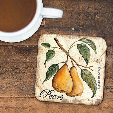 Pears Wooden Cork Coasters Gift Set of 4 by Nature Wonders