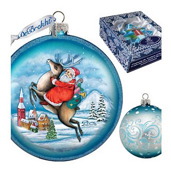 G.Debrekht Reindeer Santa Glass Christmas Ornament by G. DeBrekht Christmas Decor - 744-014B